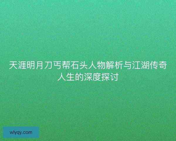 天涯明月刀丐帮石头人物解析与江湖传奇人生的深度探讨