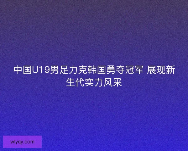 中国U19男足力克韩国勇夺冠军 展现新生代实力风采