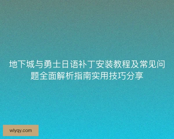 地下城与勇士日语补丁安装教程及常见问题全面解析指南实用技巧分享