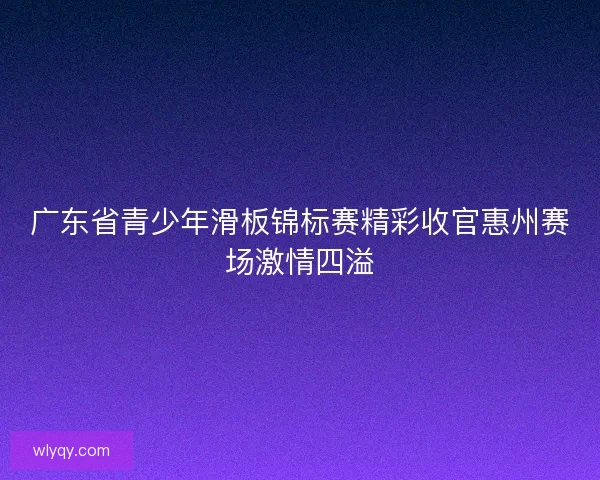 广东省青少年滑板锦标赛精彩收官惠州赛场激情四溢
