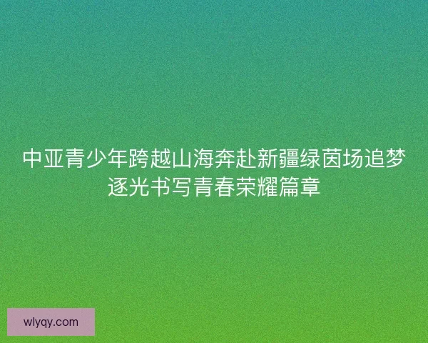 中亚青少年跨越山海奔赴新疆绿茵场追梦逐光书写青春荣耀篇章