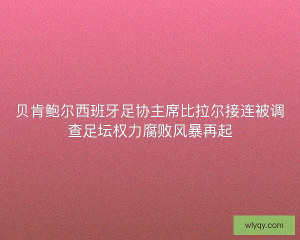 贝肯鲍尔西班牙足协主席比拉尔接连被调查足坛权力腐败风暴再起 贝肯鲍尔西班牙足协主席比拉尔接连被调查足坛权力腐败风暴再起