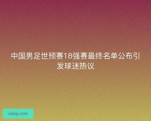 中国男足世预赛18强赛最终名单公布引发球迷热议