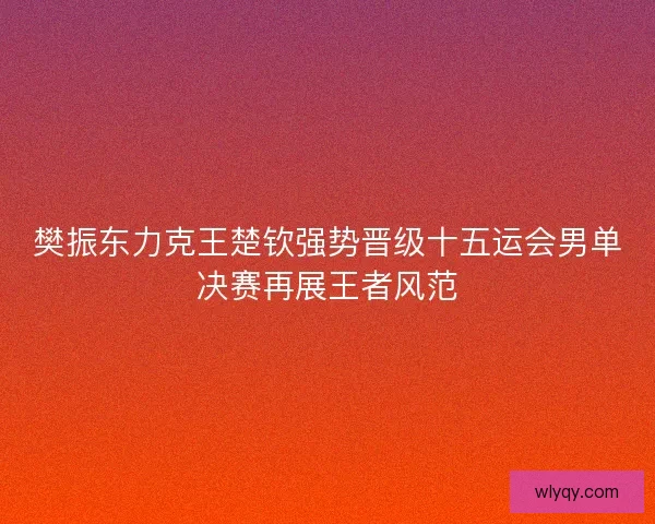 樊振东力克王楚钦强势晋级十五运会男单决赛再展王者风范